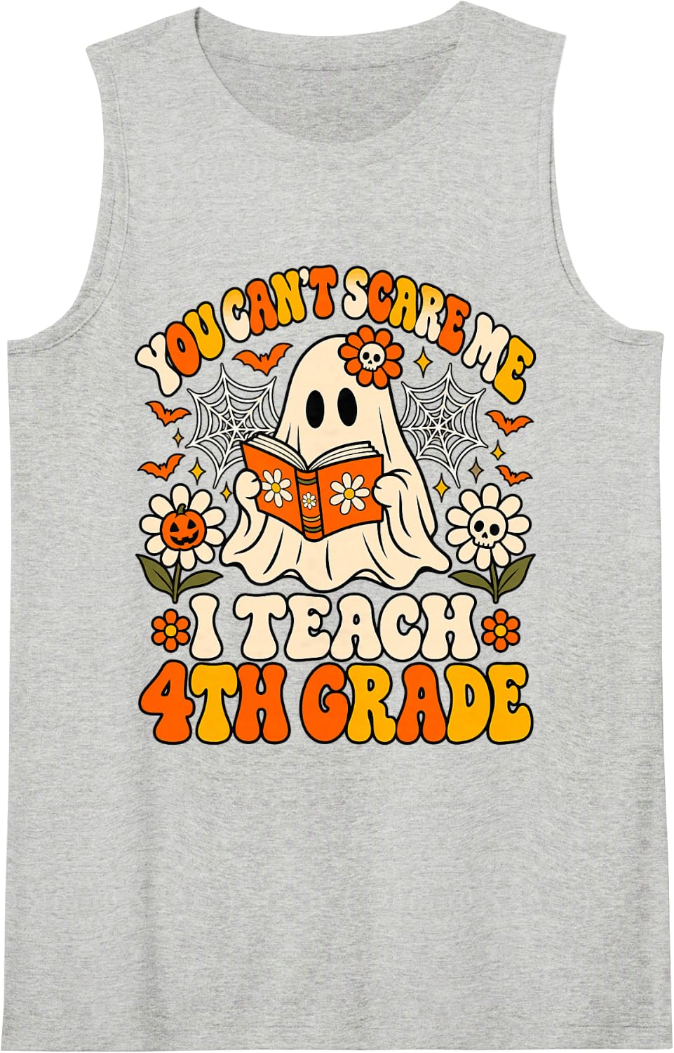 Fourth Grade Classroom Undaunted Ghostly Halloween Teacher Sleeveless Tank Top - Heather Grey
