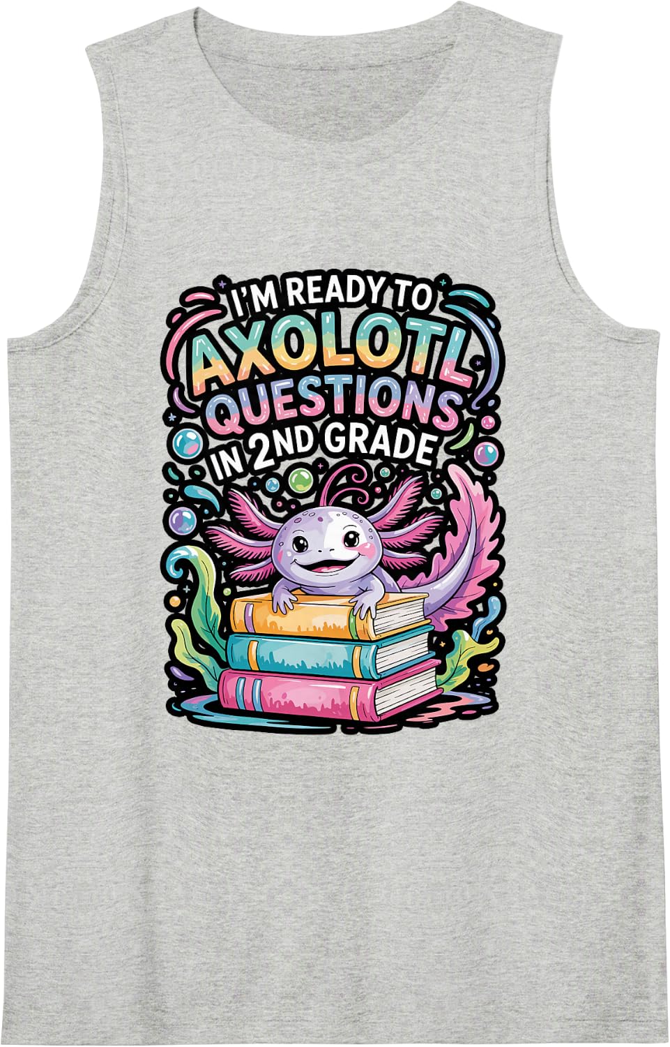 Axolotl Questions 2nd Grade Back to School Tank Top - Heather Grey