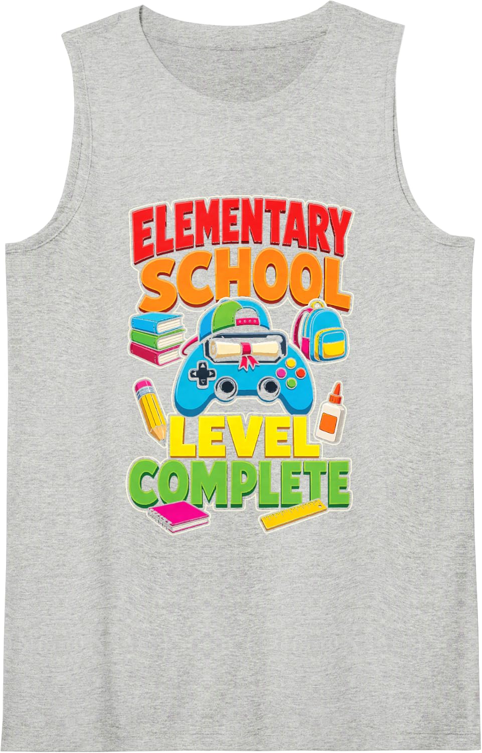 Elementary School Level Complete Graduation Moving Up Day Sleeveless Tank Top - Heather Grey