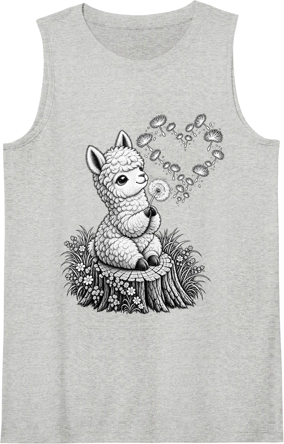 Alpaca Animal Art Portrait Wildlife Forest Alpaca Lover Sleeveless Tank Top - Heather Grey