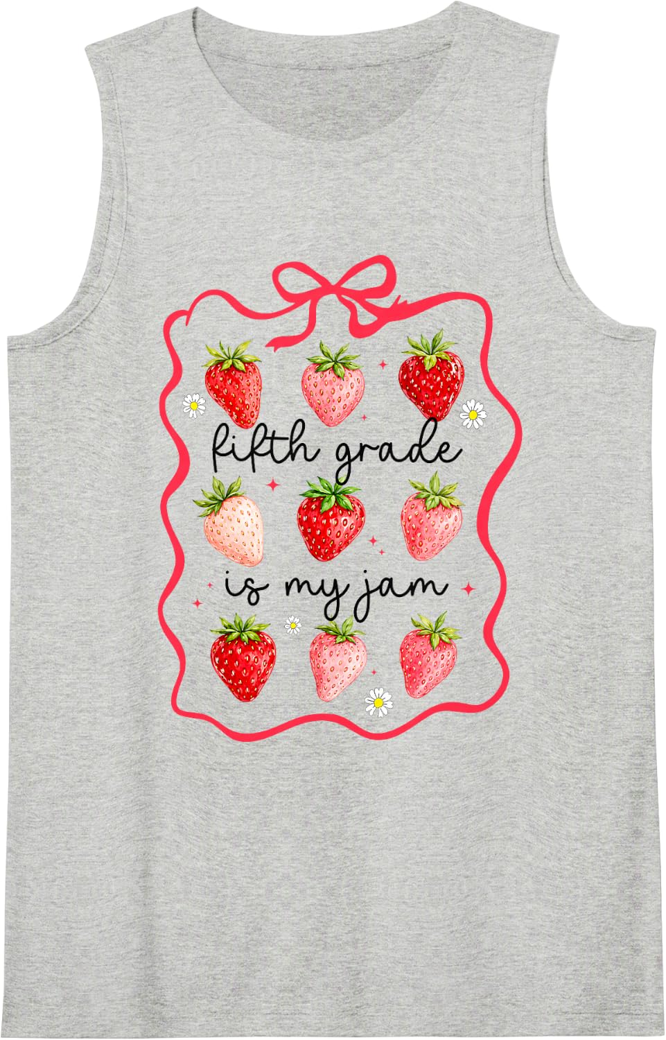 Fifth Grade is My Jam Strawberry 5th Grade Back to School Tank Top - Heather Grey