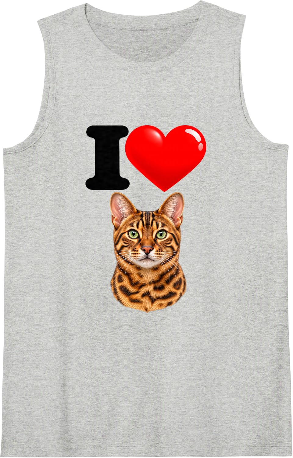 I Love Bengal Cute Cat Mom Dad Sleeveless Tank Top - Heather Grey