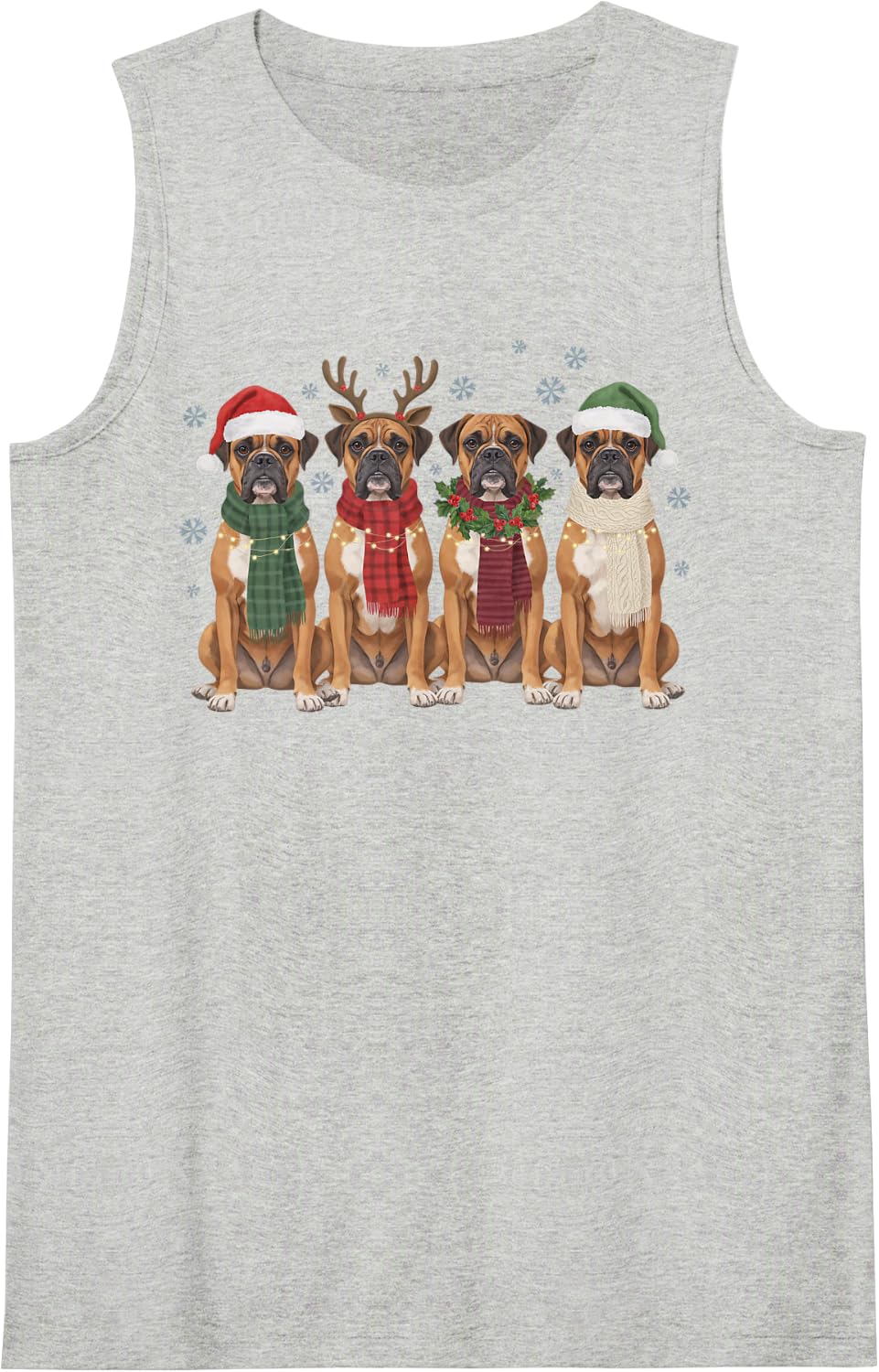 Cute Funny Boxer Christmas Friends Scarves Dog Mom Dad Lover Sleeveless Tank Top - Heather Grey