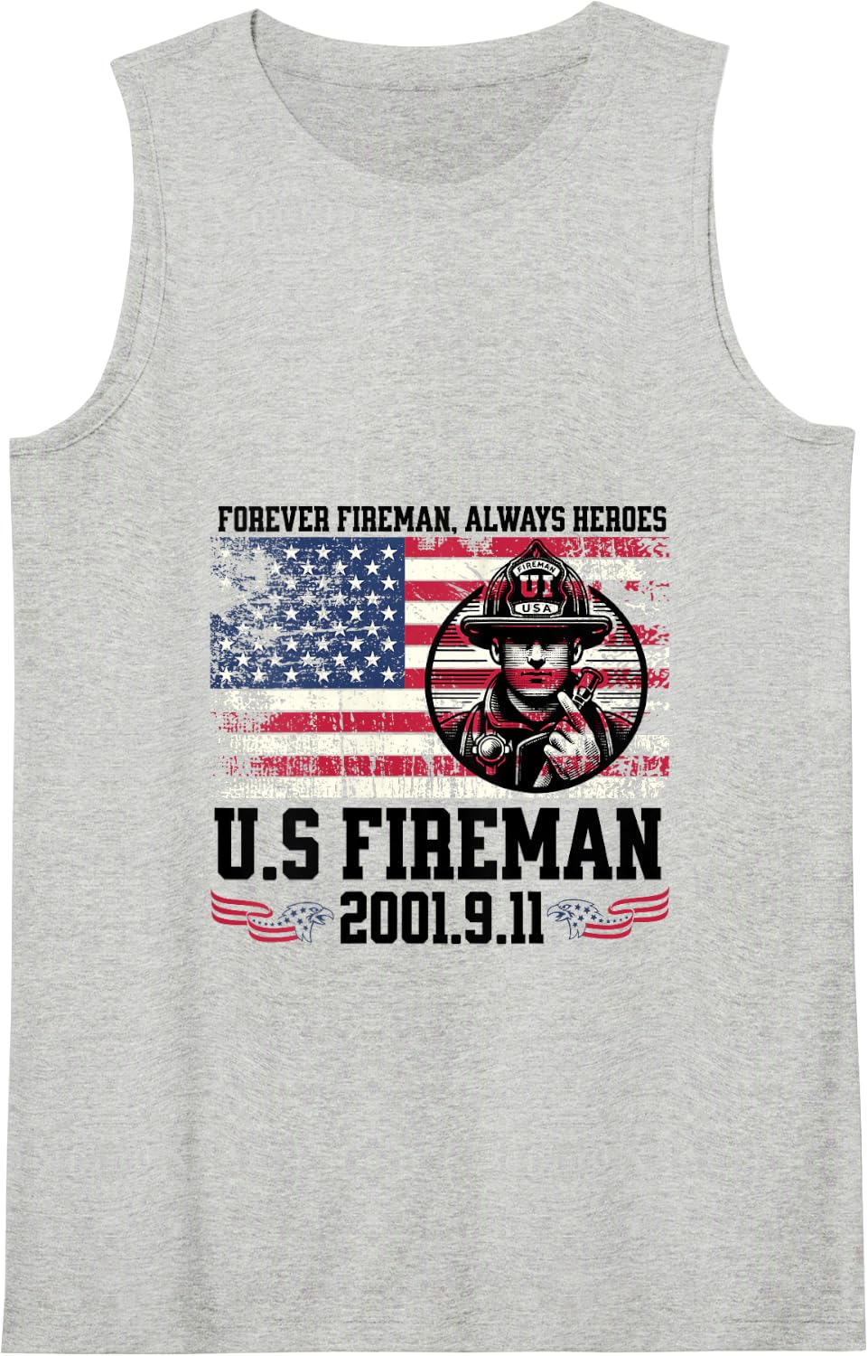 In Memory And Honor Of Firefighters, Remembering 9/11 Tank Top - Heather Grey