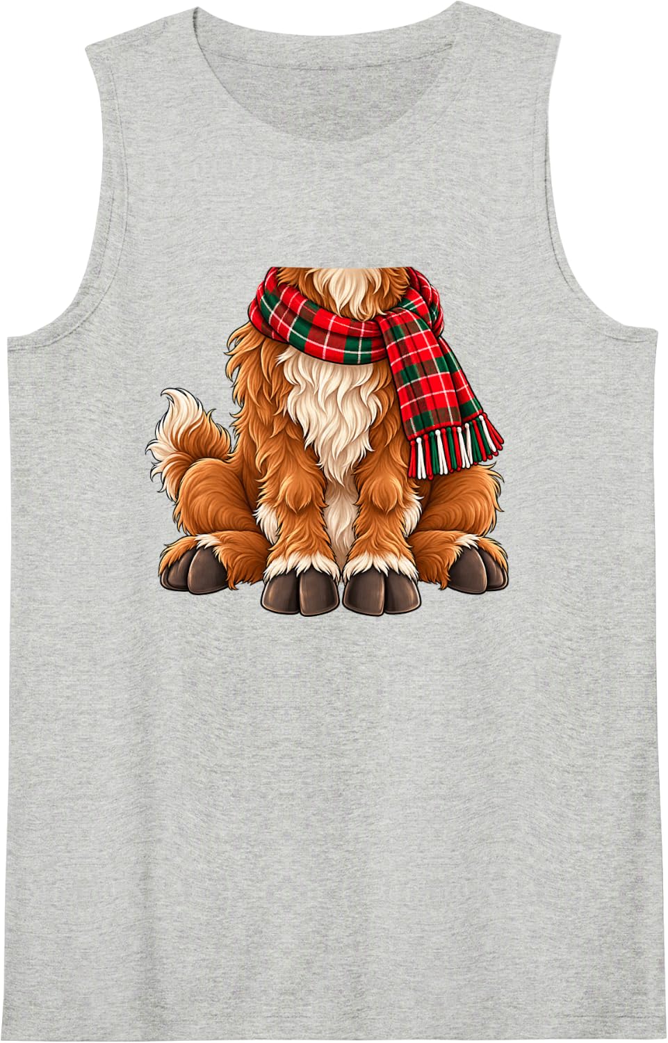 Highland Cow Kids Men Women Brown Deer Costume Christmas Sleeveless Tank Top - Heather Grey