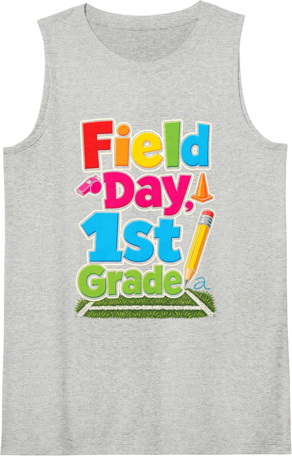 1st Grade Field Day Elementary Games Boys Girls Gift Sleeveless Tank Top - Heather Grey