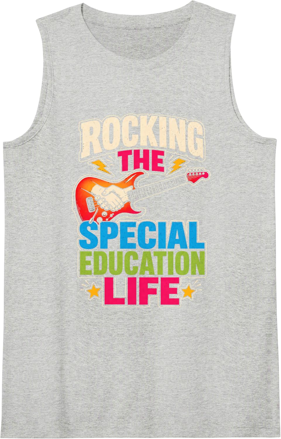 Special Education Rocking The Life SPED Elementary Staff Sleeveless Tank Top - Heather Grey