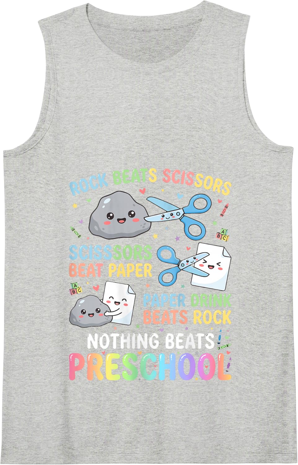 Nothing Beats Preschool Rock Paper Scissors Game for Kids Tank Top - Heather Grey