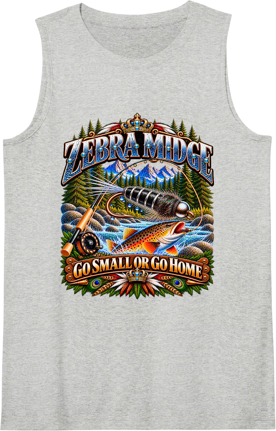 Nymph Fly Fishing Flies Nymph Flies Fly Fishing Men Women Sleeveless Tank Top - Heather Grey
