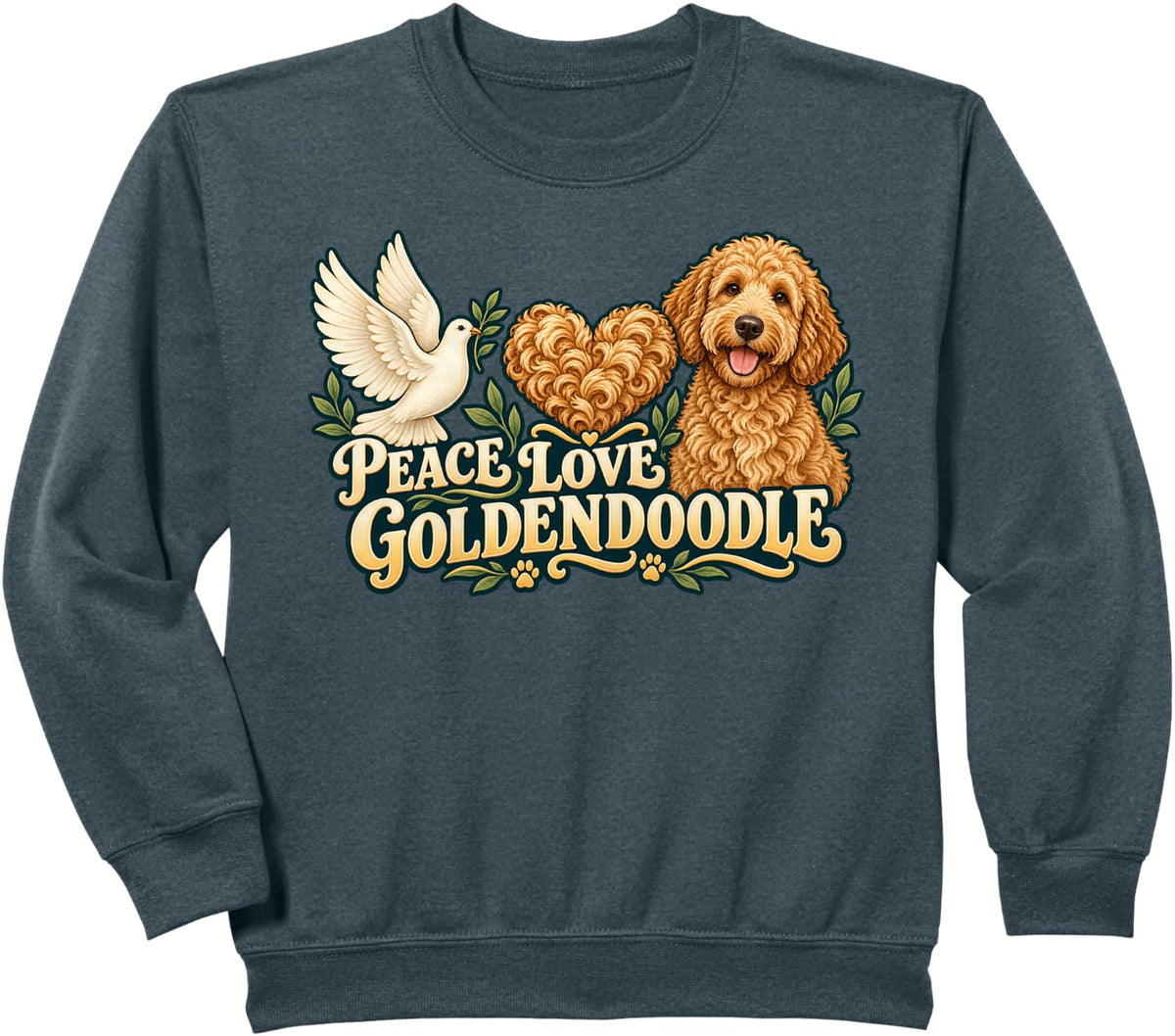Peace Love Goldendoodle Sweatshirt - Dark Heather Grey