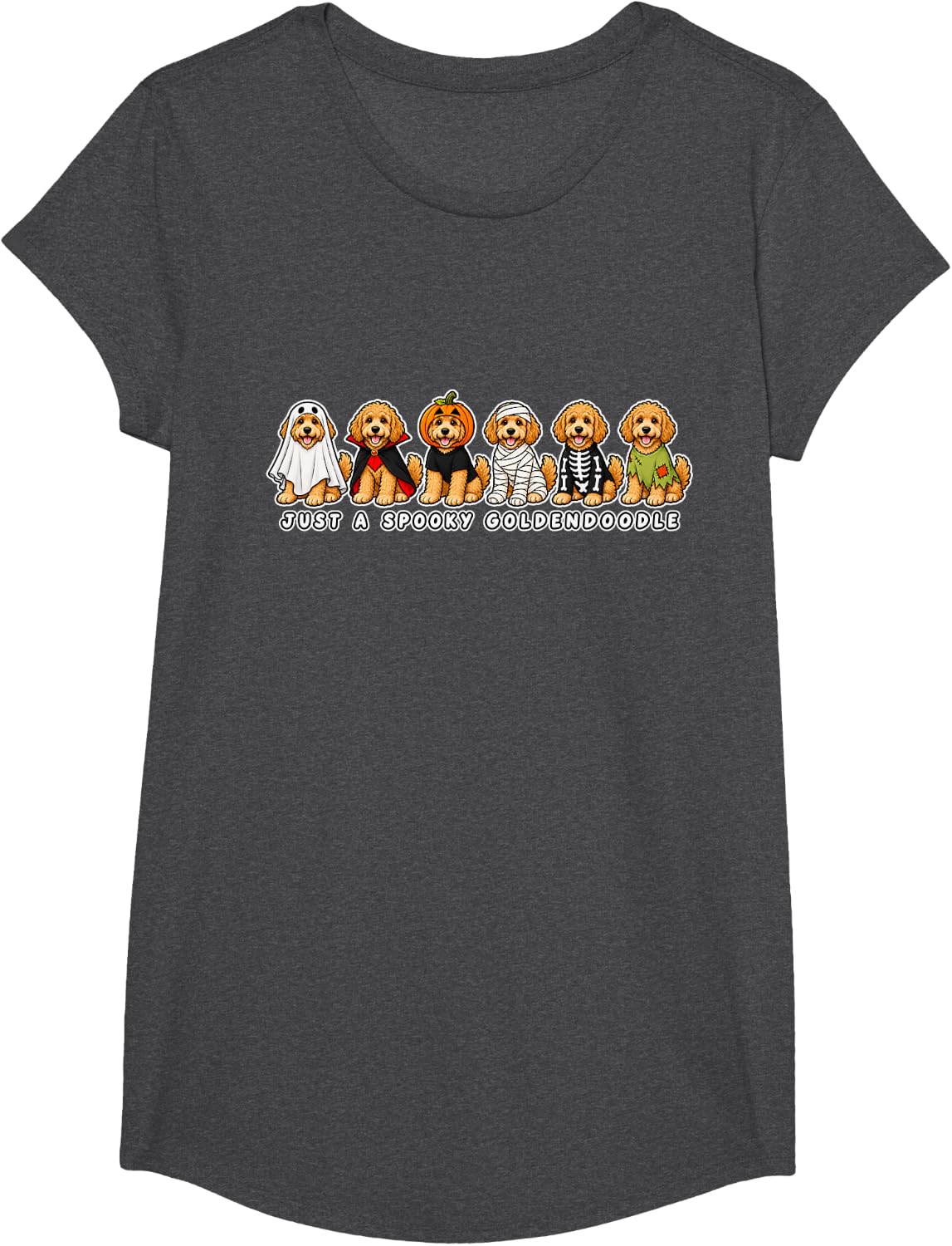 Just A Spooky Goldendoodle Halloween Dog Lover T-Shirt - Girls Dark Heather Grey
