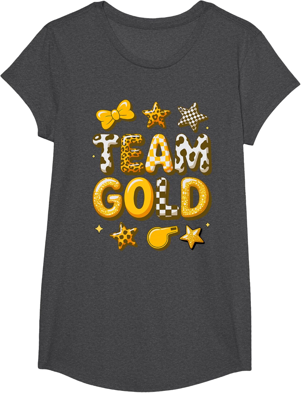 Bruh Team Gold High School Football Sports Cheer Vibes Only T-Shirt - Girls Dark Heather Grey