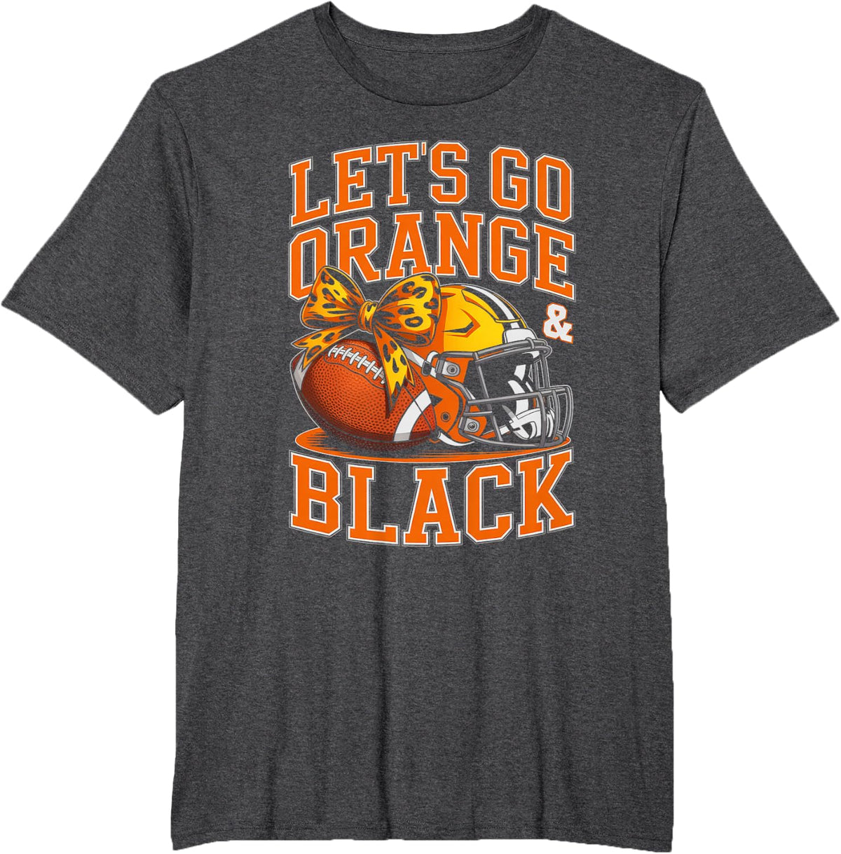 Vintage Let's GO Orange Black High School Game Family Spirit T-Shirt - Dark Heather Grey