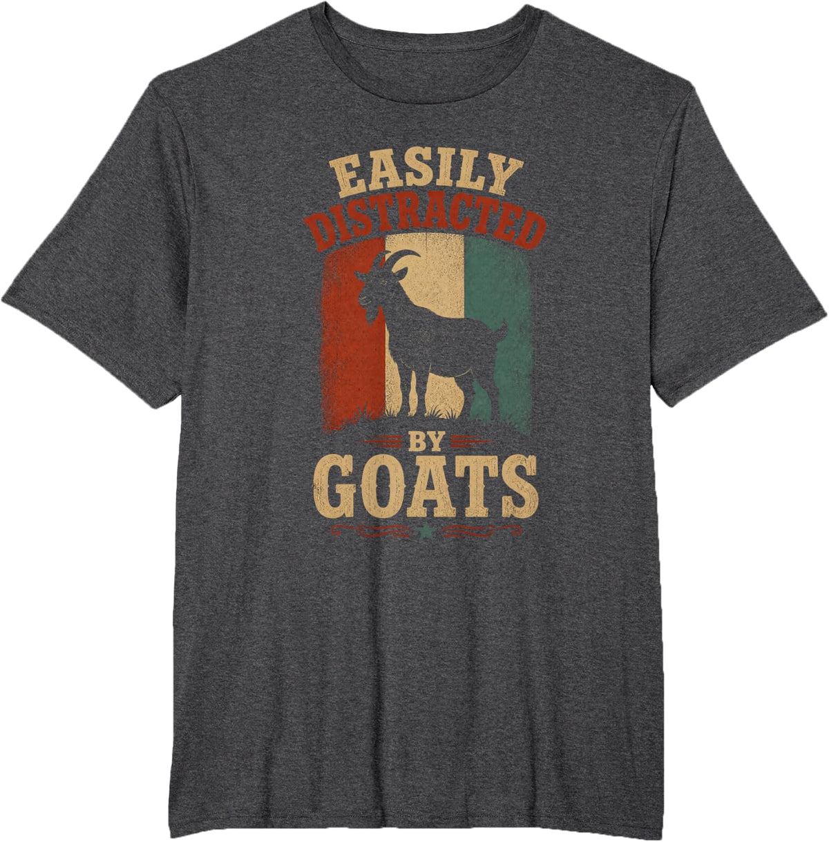 Easily Distracted BY Goats Vintage Goat T-Shirt - Dark Heather Grey