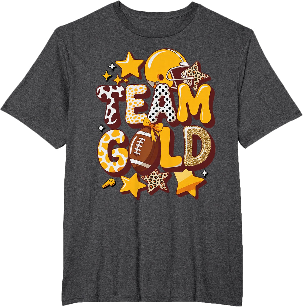 Retro Team Gold High School Field Girl Spirit Mom Outfit T-Shirt - Dark Heather Grey