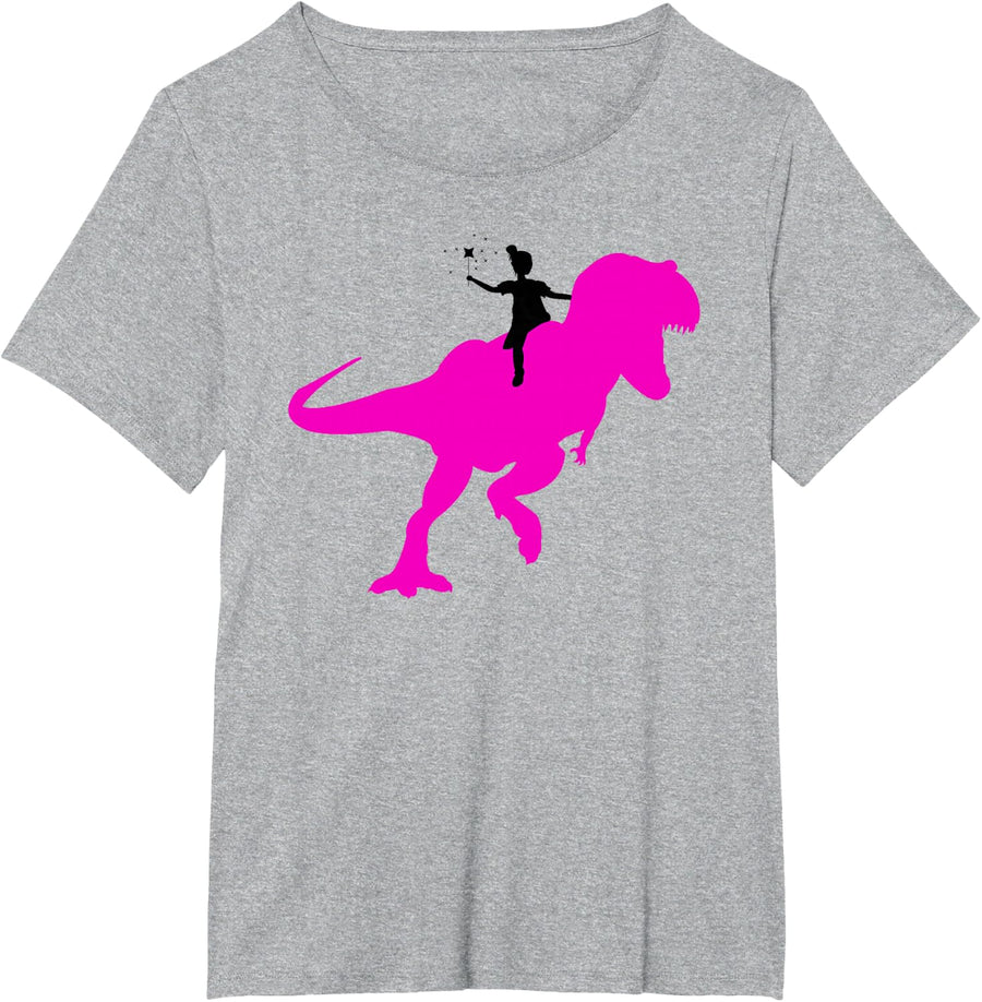 Princess Riding Her T-Rex Dinosaur Dinosaur Gift T-Shirt - Heather Grey