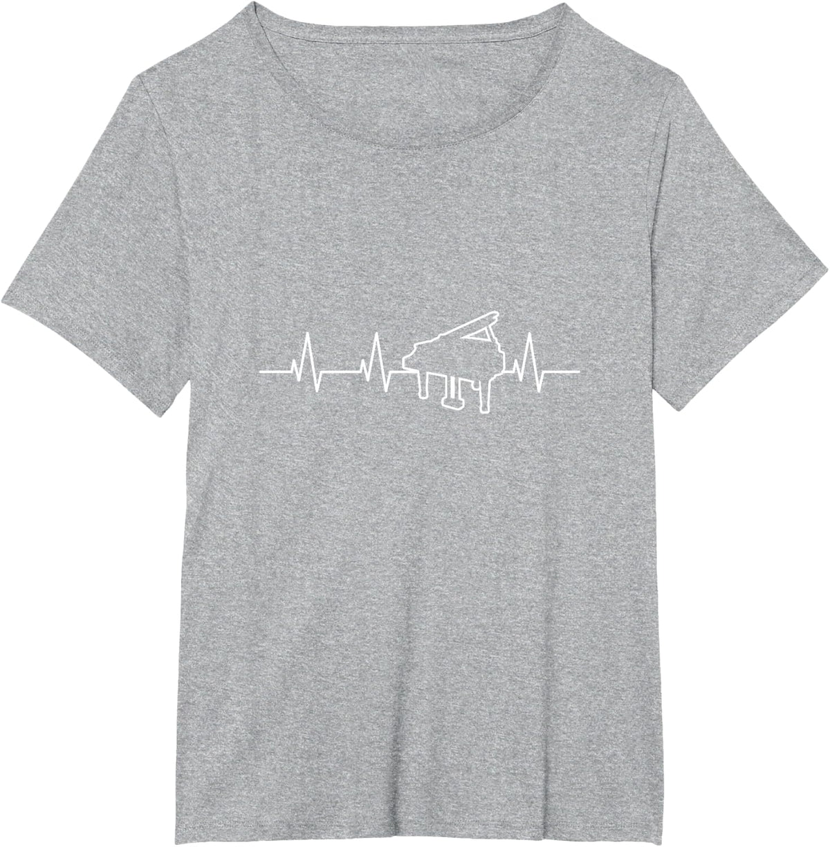 Heartbeat Grand Piano T-Shirt Tee Musical Shirt for Piano Players Pianist Gift - Heather Grey