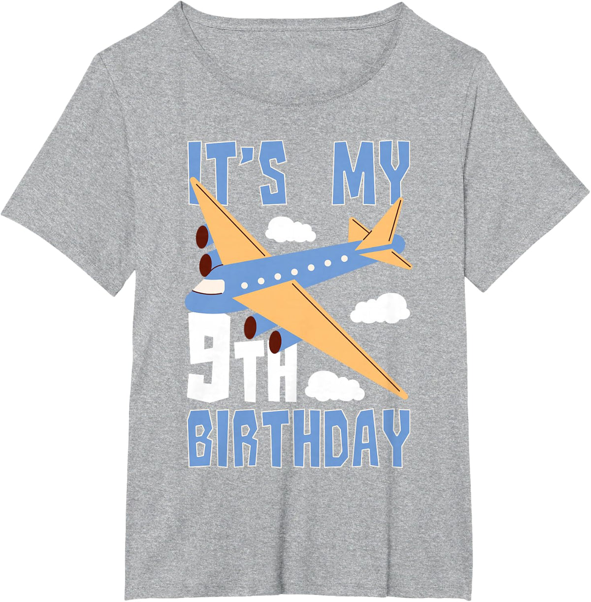 Pilot 9th Birthday Party Pilot Aviator Airplane Flight T-Shirt - Heather Grey