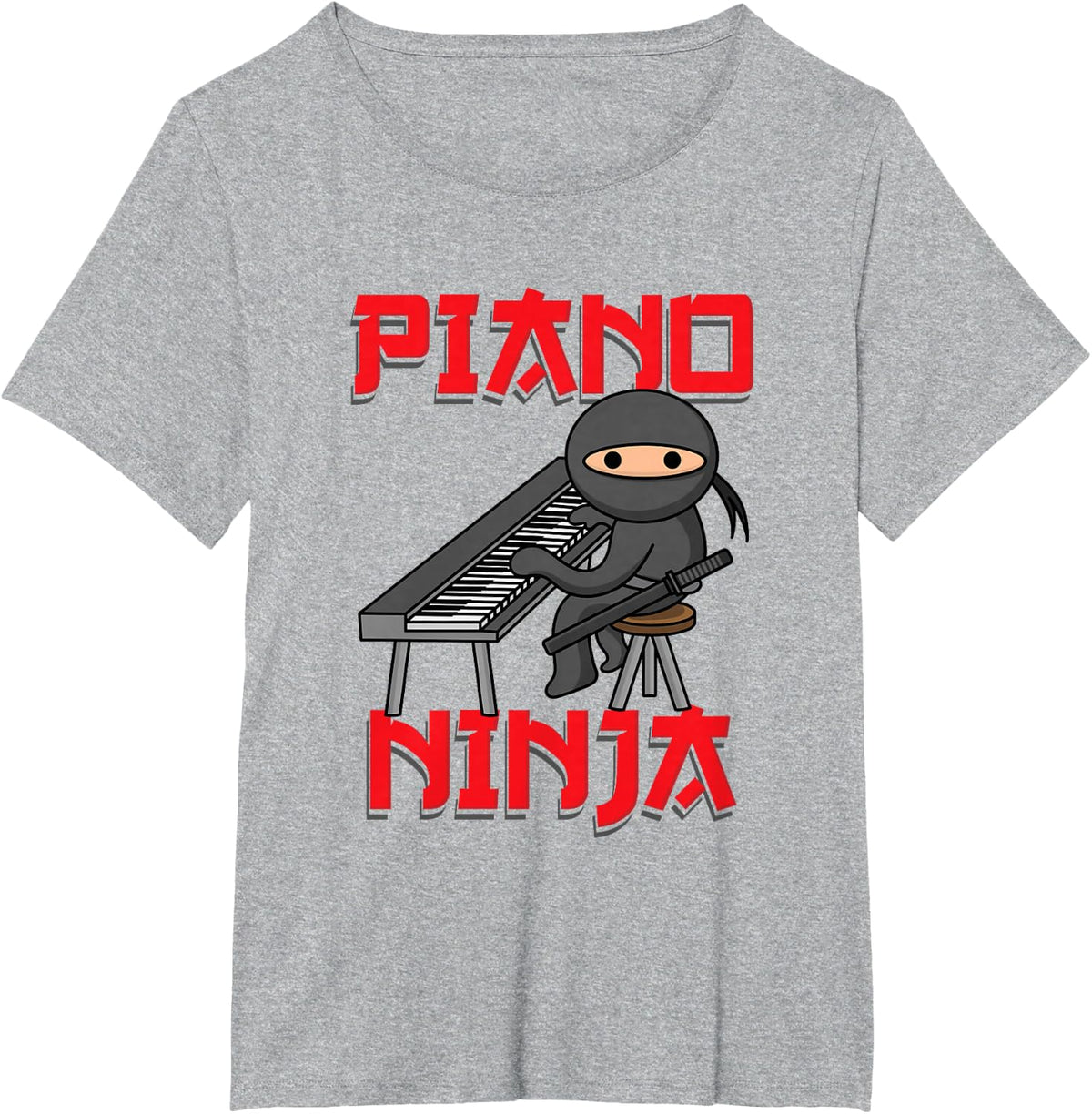 Piano Ninja Funny Keyboard Player Pianist T-Shirt Tee for Musicians Men Women Kids - Heather Grey