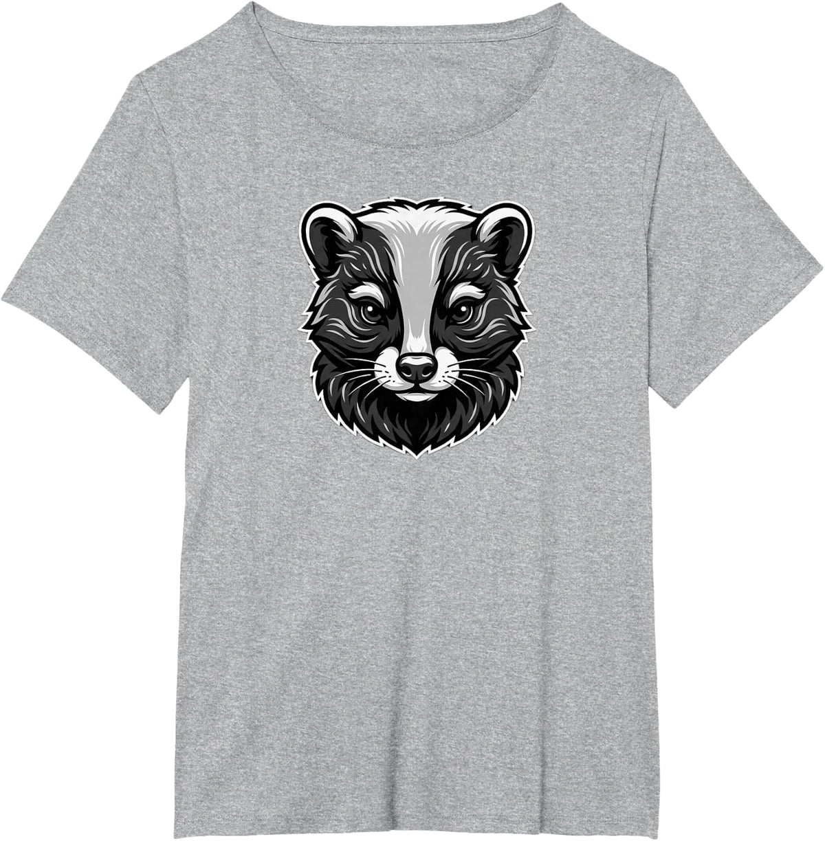Detailed Badger Head Vector Illustration T-Shirt - Heather Grey