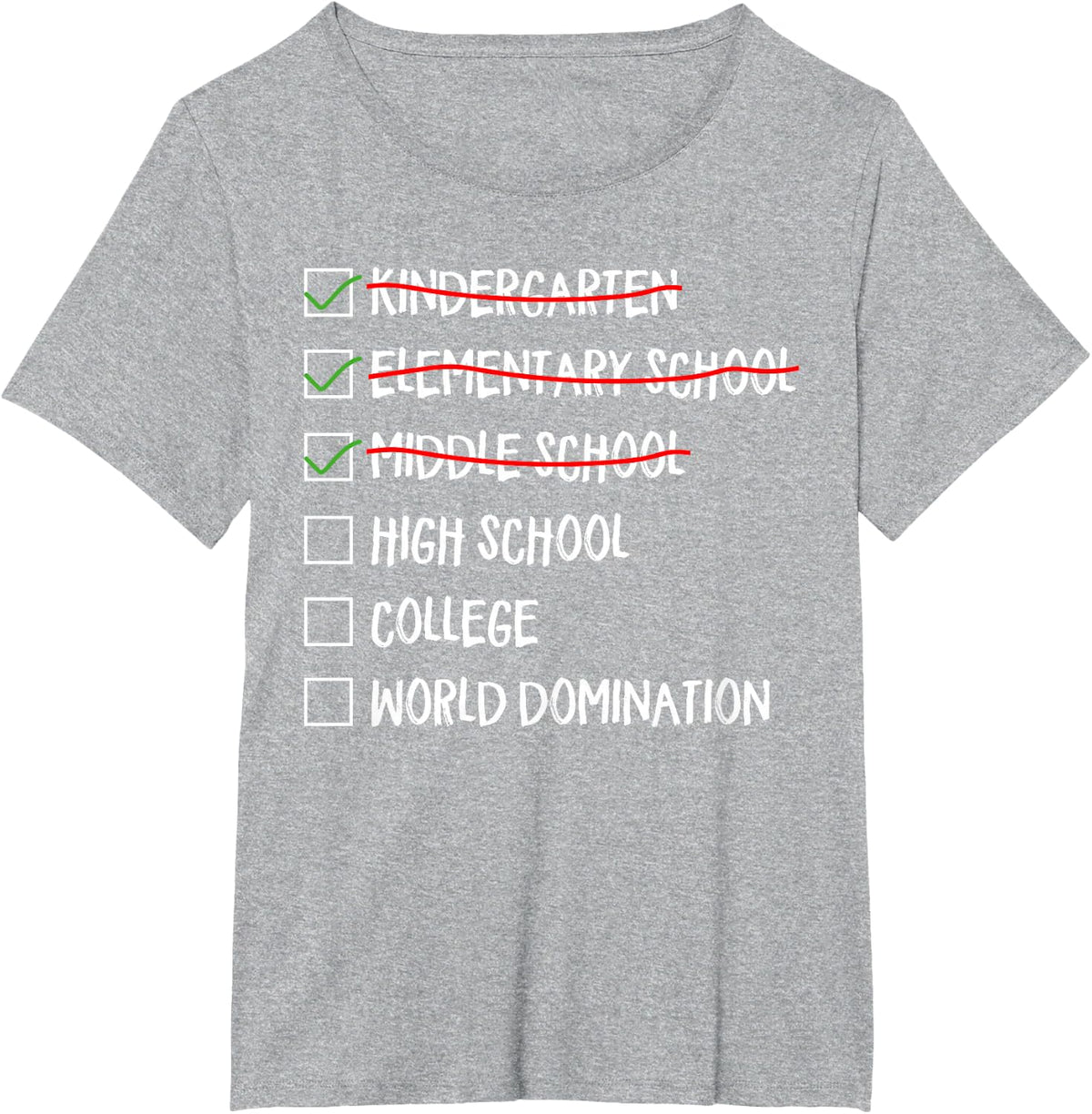 Kindergarten Elementary School Middle School 2027 Graduation T-Shirt - Heather Grey