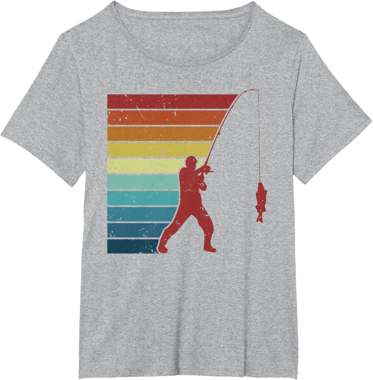 Retro Fisherman Deep Sea Boat Ice Fishing Lovers Fly Fishing T-Shirt - Heather Grey