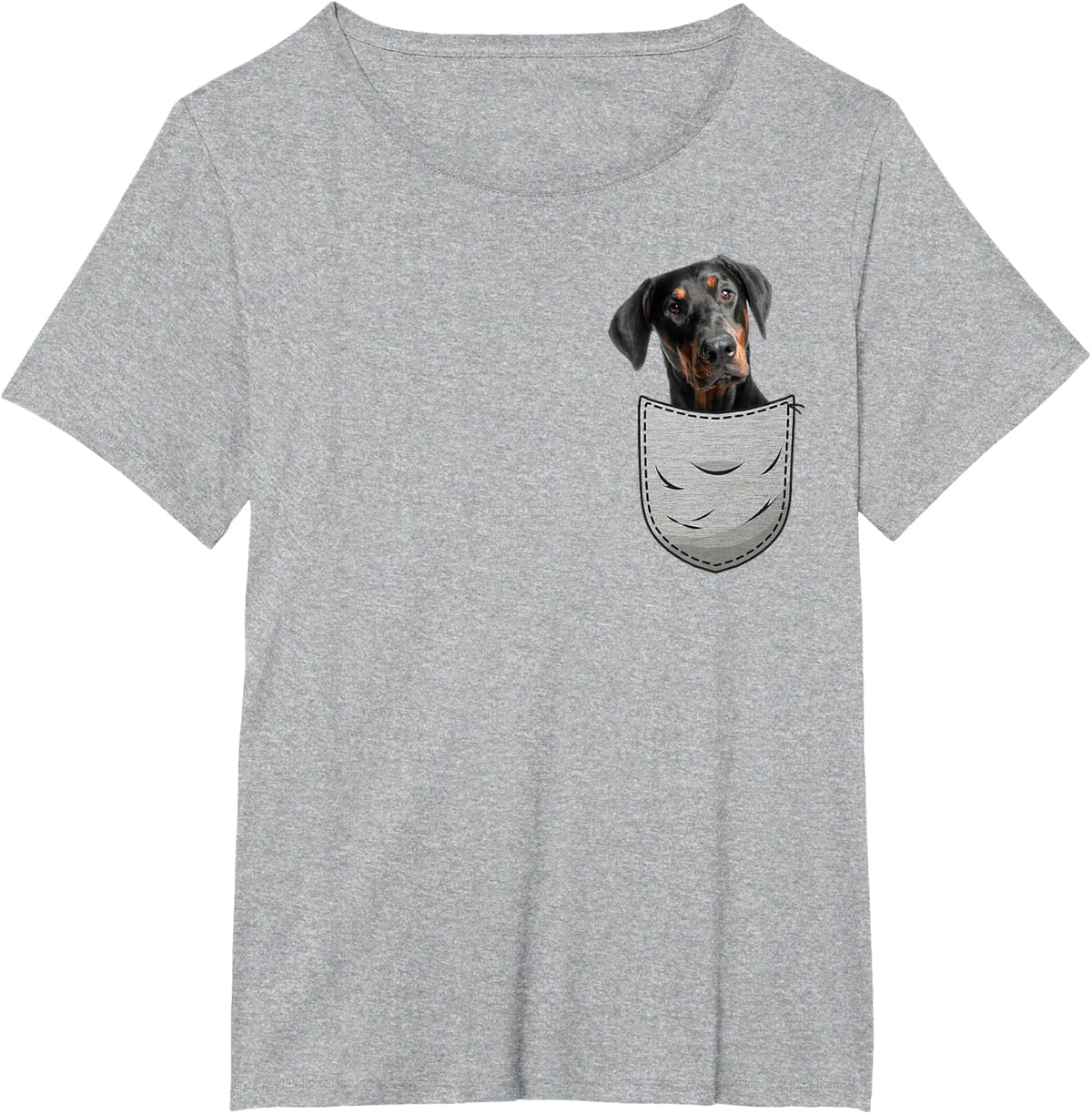 Dobie Dobermann Pinscher Pocket Lovers Chest Bag T-Shirt - Heather Grey