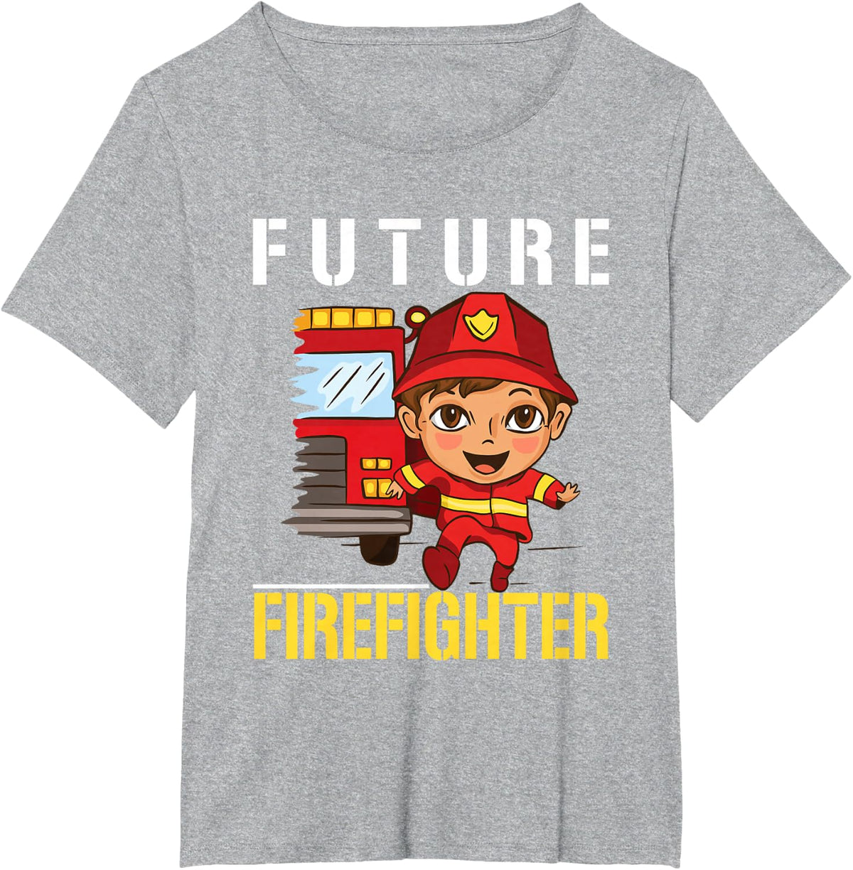 Future Firefighter Cute Cartoon Design for Kids T-Shirt - Heather Grey