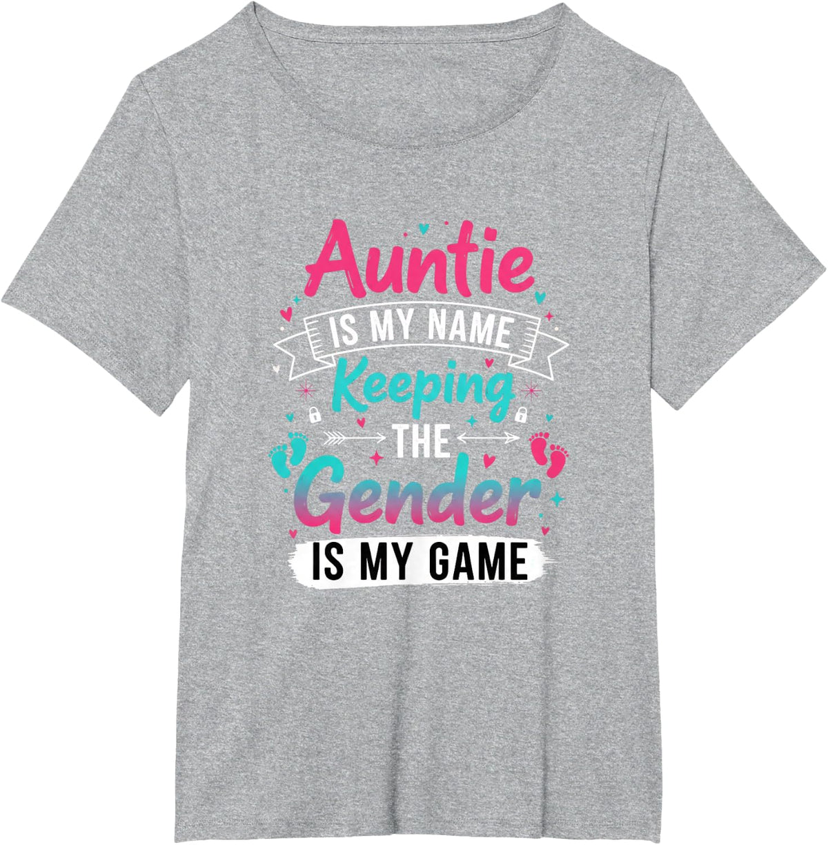 Auntie Gender Reveal Shirt Auntie is My Name Keeping The Gender is My Game Tees T Shirts for Women - Heather Grey