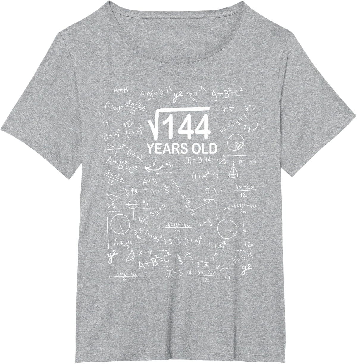 Square Root of 144 Math 12th Birthday Gift 12 Years Old T-Shirt - Heather Grey