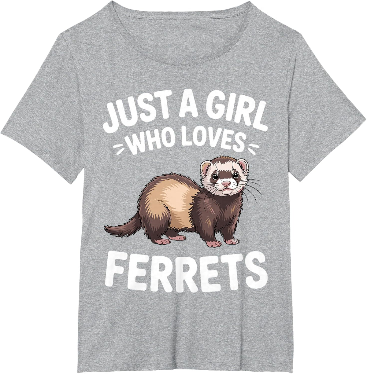 Cute Ferret Design for Women Girls Kids Ferret Lover Ferret T-Shirt - Heather Grey