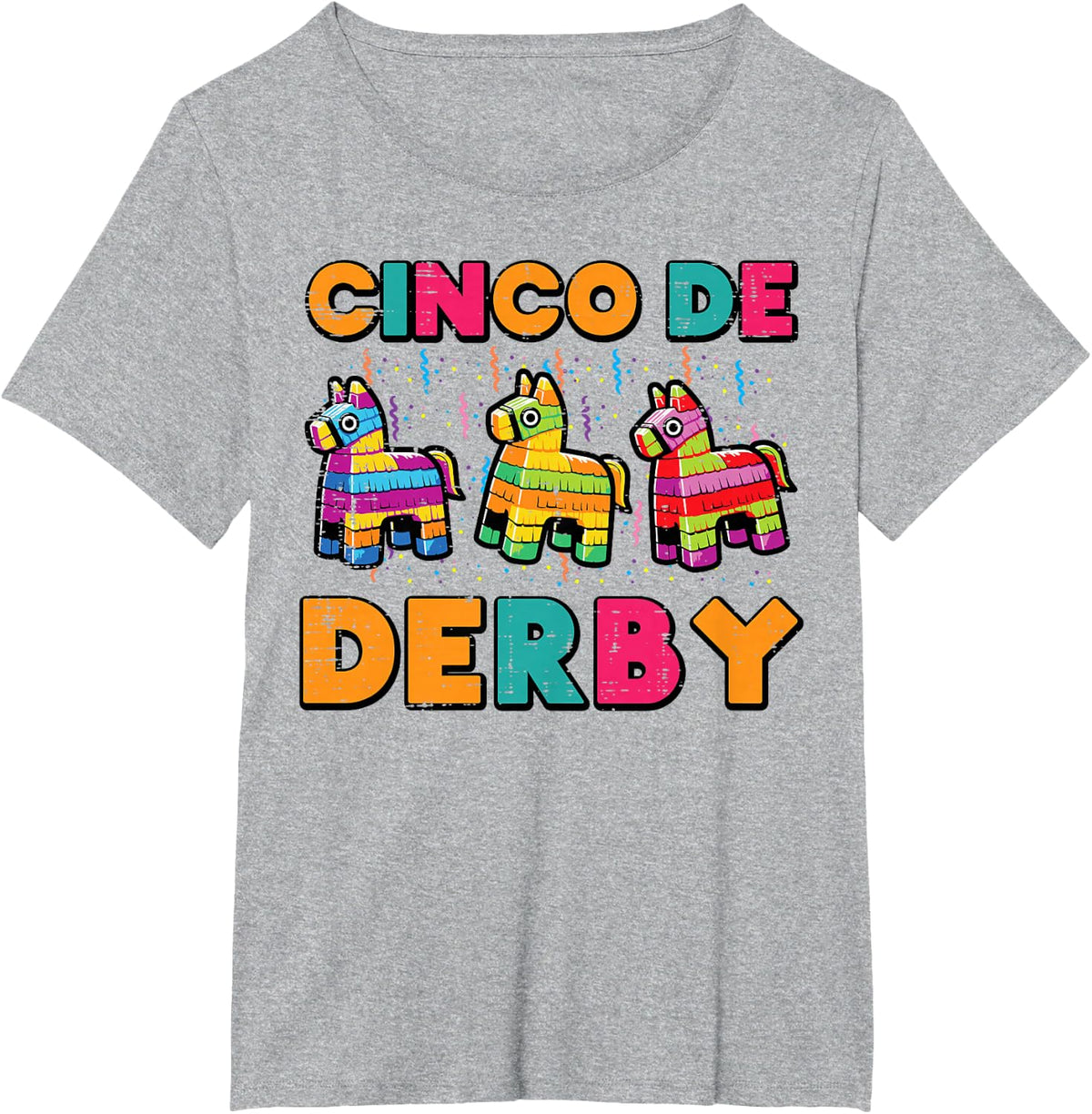 Cinco De Mayo Derby Horse Pinata Funny Fiesta T-Shirt Tees for Women Men Kids - Heather Grey