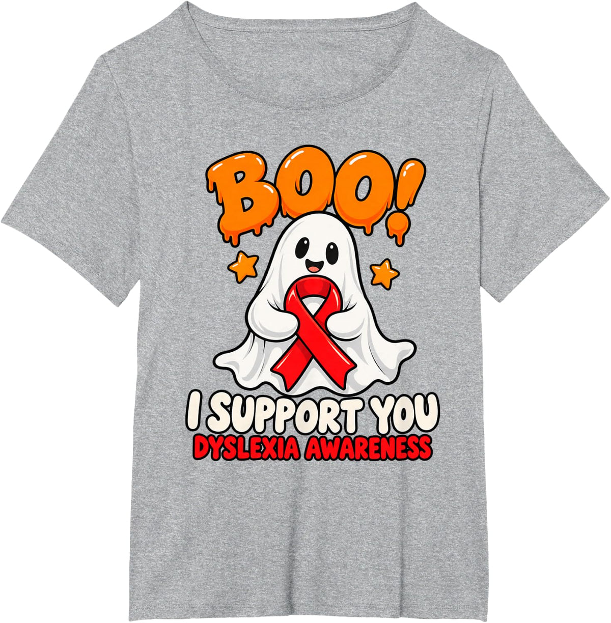 Boo I Support You Dyslexia Awareness T-Shirt - Heather Grey