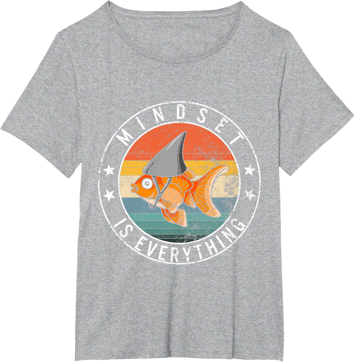Mindset Everything Goldfish Motivational Quote Shark Fish T-Shirt - Heather Grey