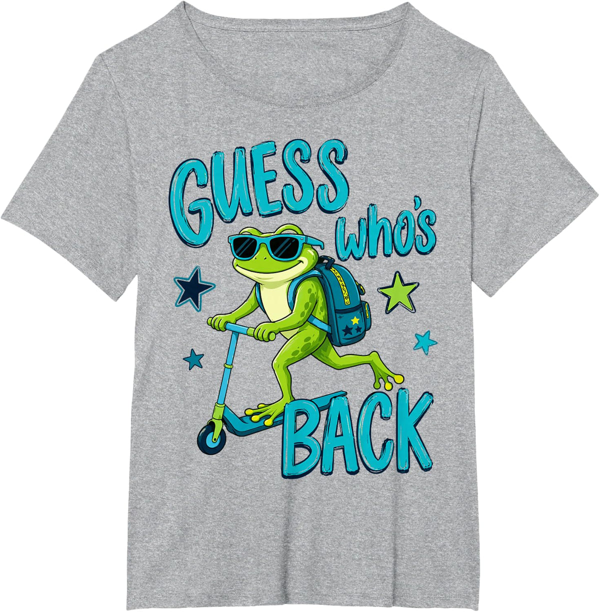 (2 Sided) Guess Who's Back Again Frog Back to School T-Shirt - Heather Grey