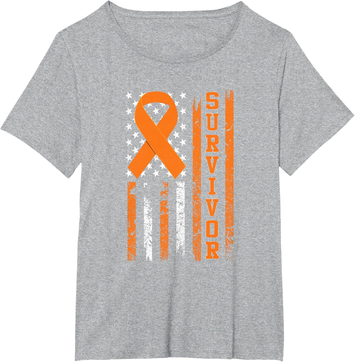 Leukemia Survivor T-Shirt - Bold Orange Ribbon Shirt T-Shirt - Heather Grey