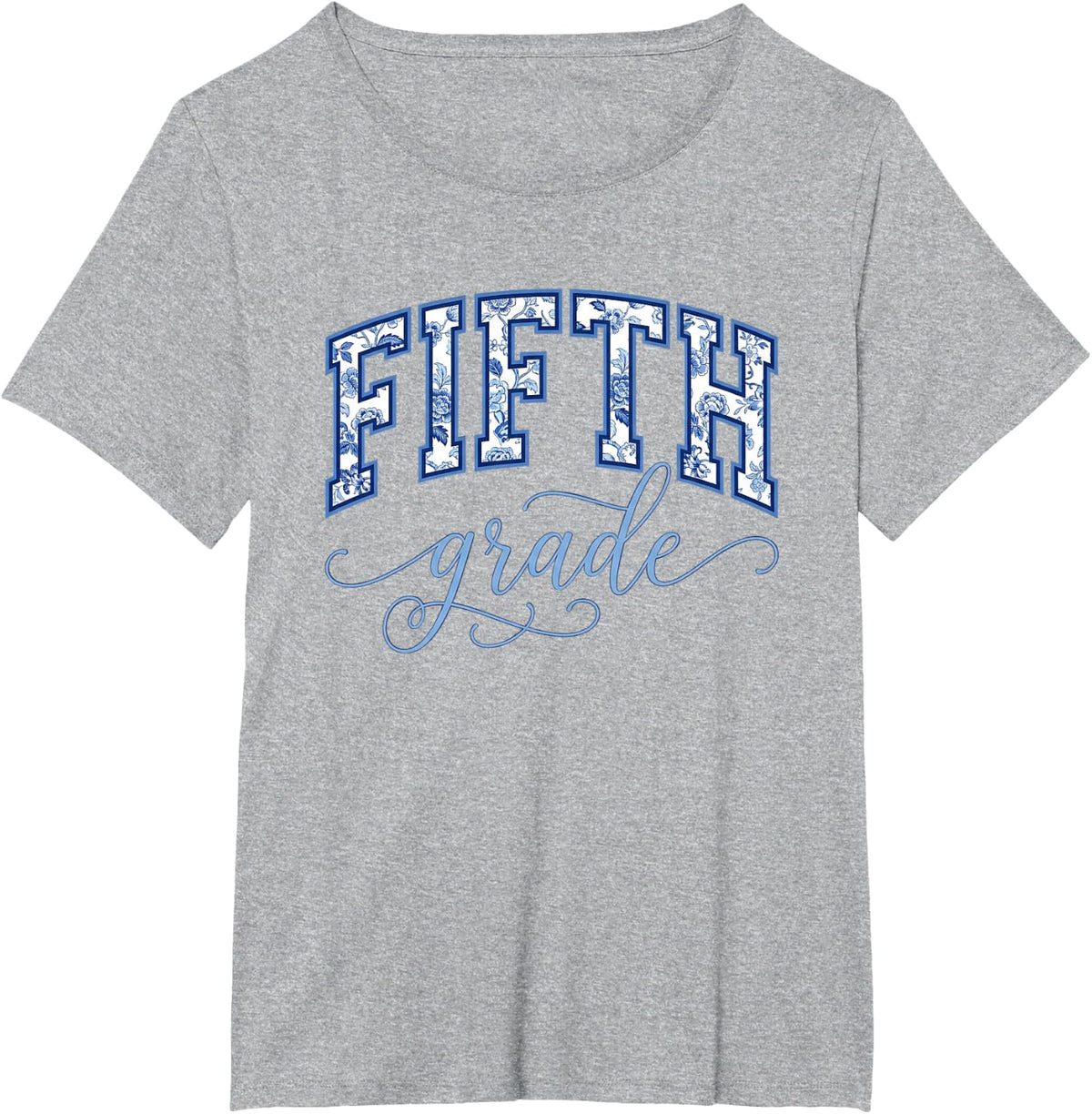 Fifth Grade Back to School Elementary Floral Kids Teacher T-Shirt - Heather Grey