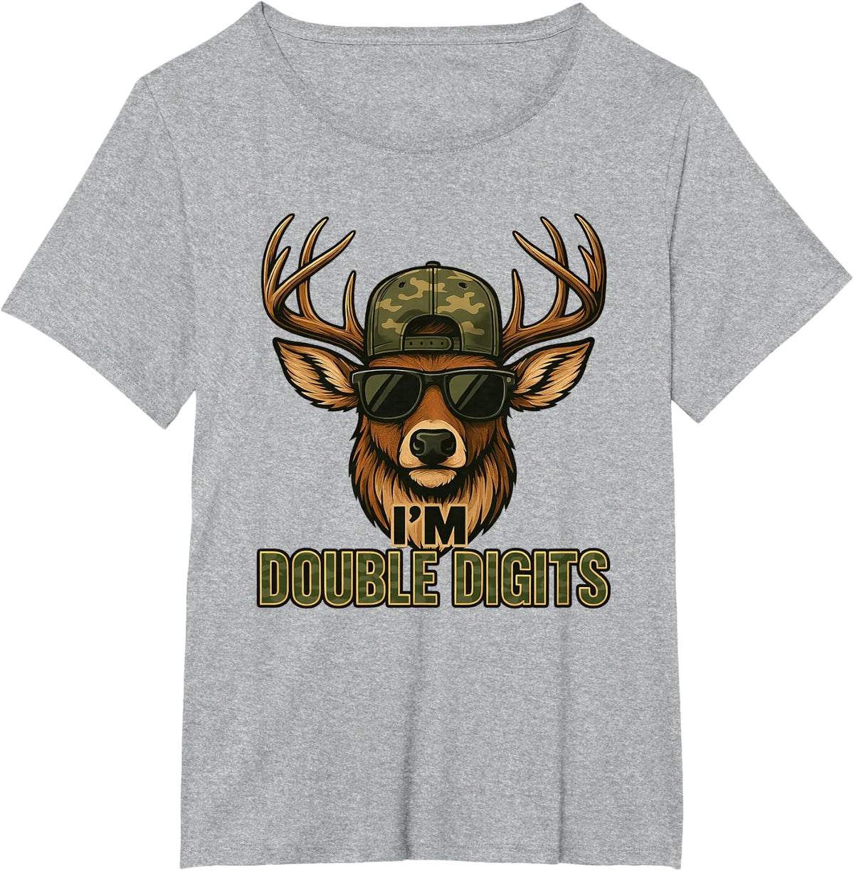 Bruh I'm Double Digits Deer Hunting Hunter 10th Birthday Boy T-Shirt - Heather Grey