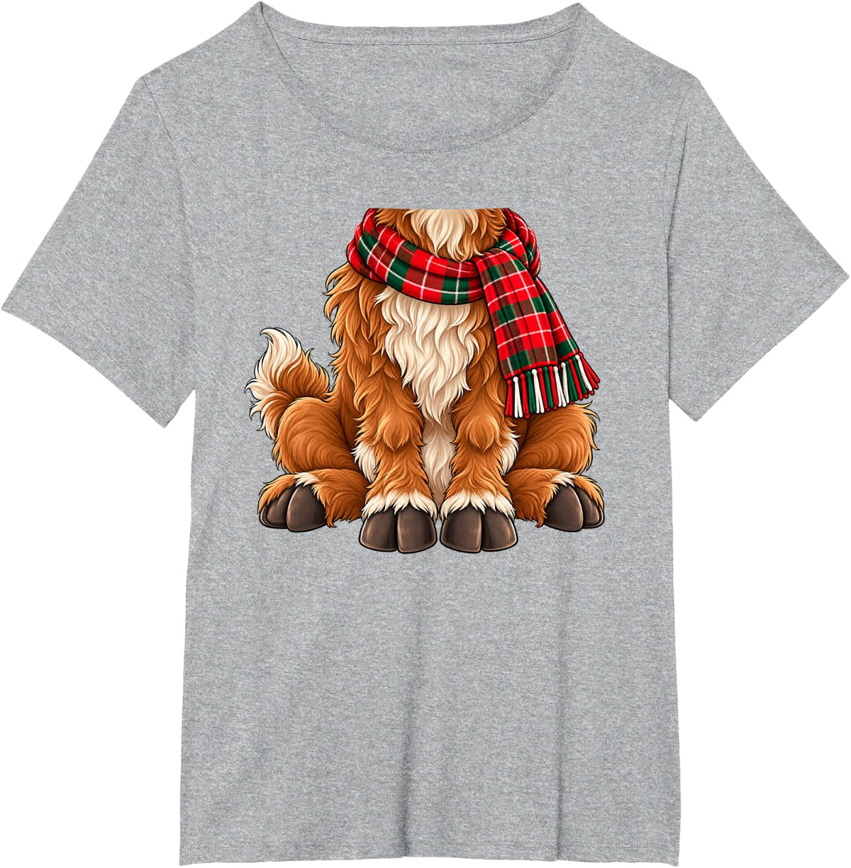 Highland Cow Kids Men Women Brown Deer Costume Christmas T-Shirt - Heather Grey