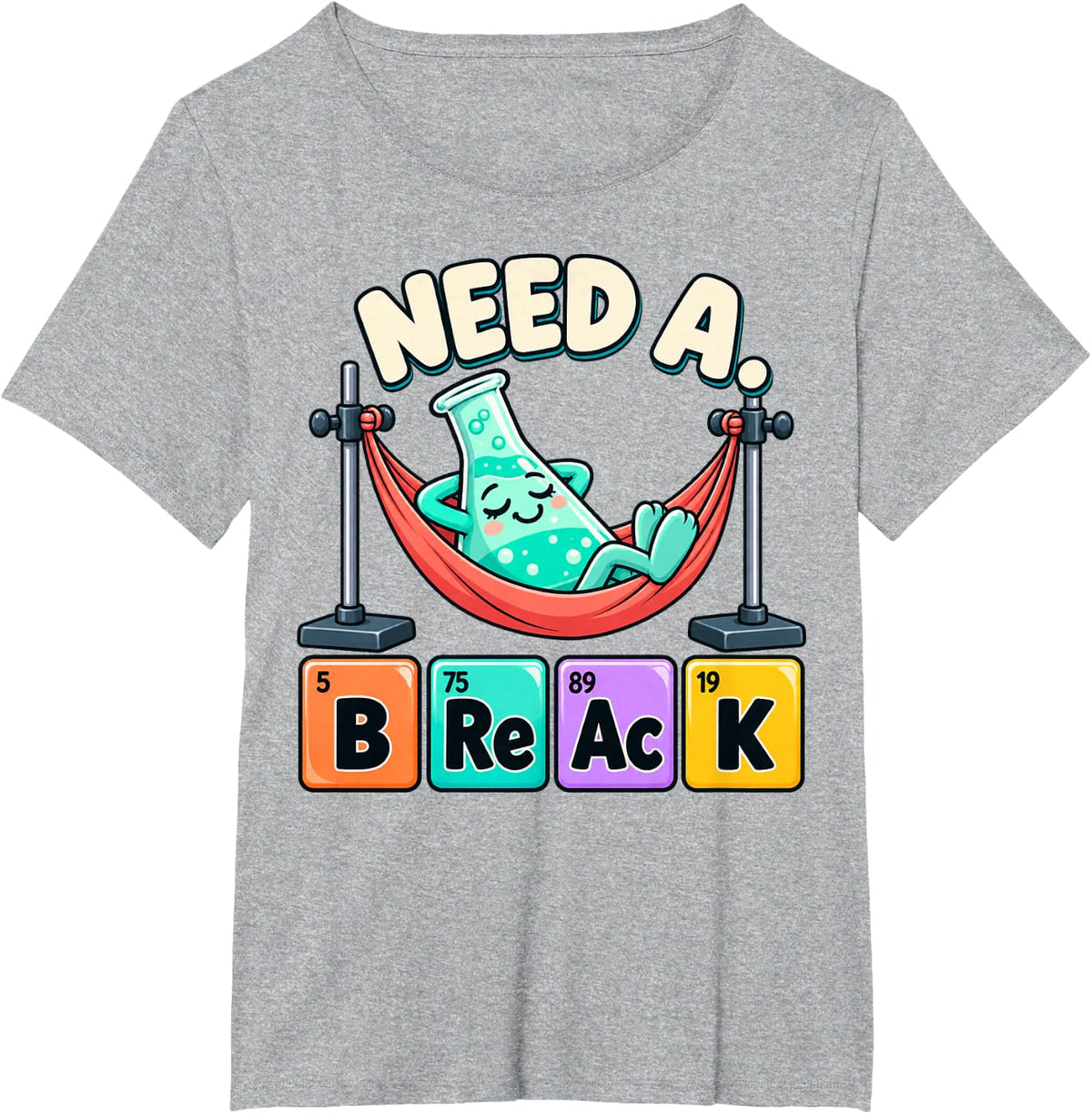 Sleepy Flask Chemistry Element Break Joke T-Shirt - Heather Grey