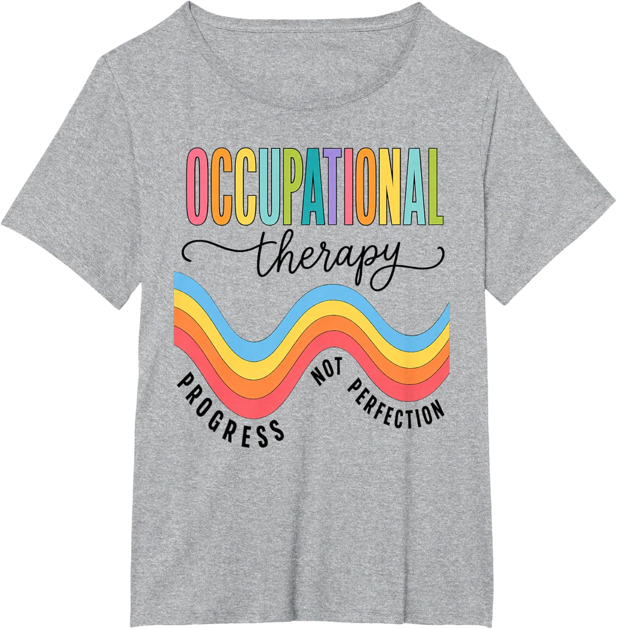 Occupational Therapy Progress Not Perfection Ribbon T-Shirt - Heather Grey