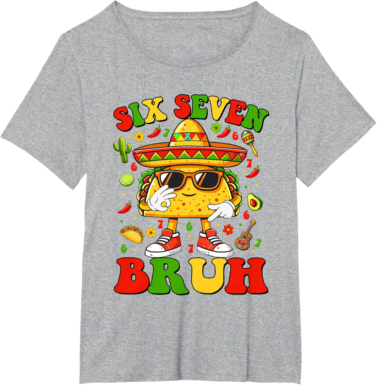 6 7 Taco Cinco de Mayo Food Mexican Fiesta Boys Girls Kids T-Shirt - Heather Grey