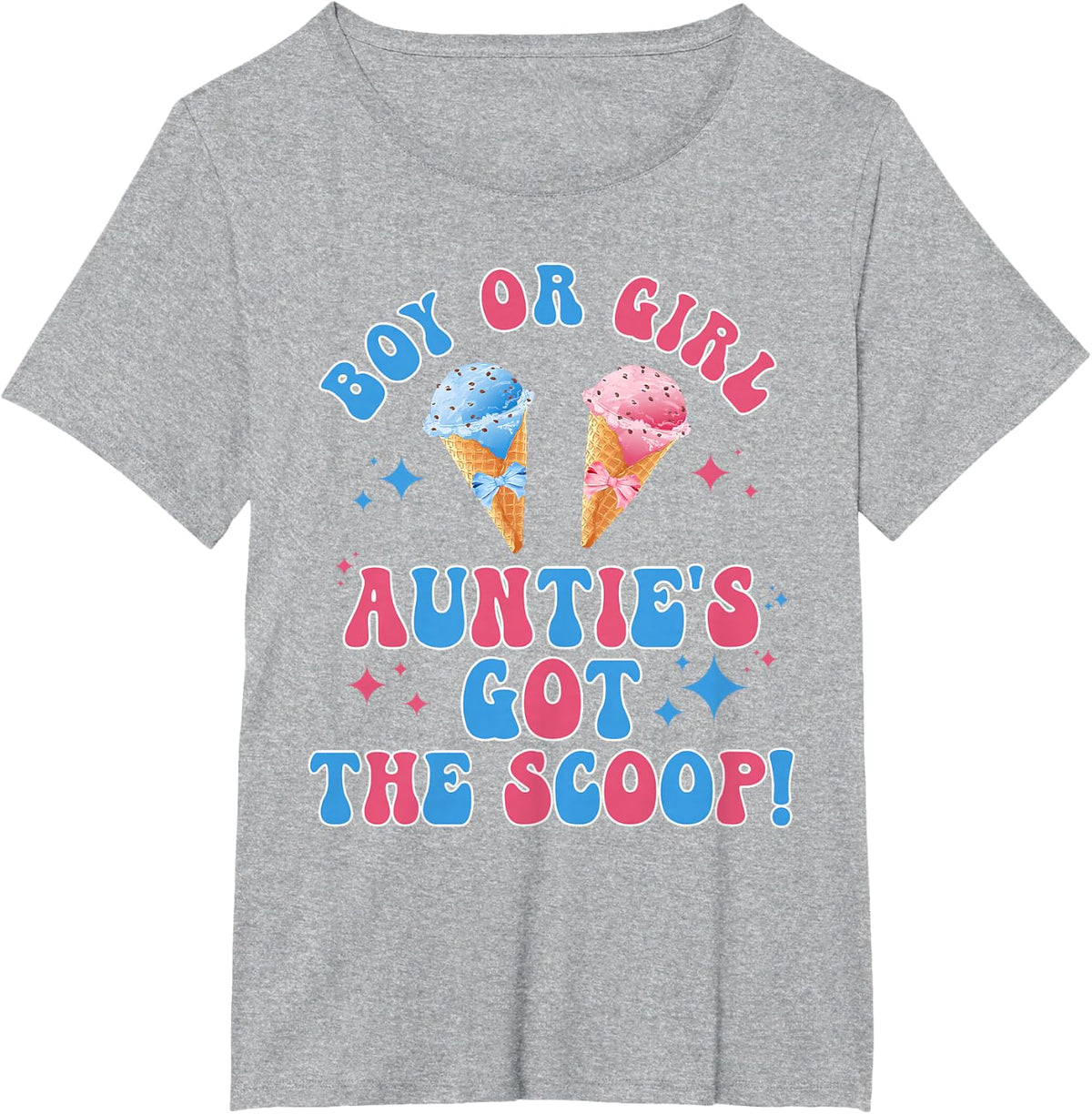 Boy Or Girl Auntie's Got The Scoop Ice Cream Gender Reveal T-Shirt - Heather Grey