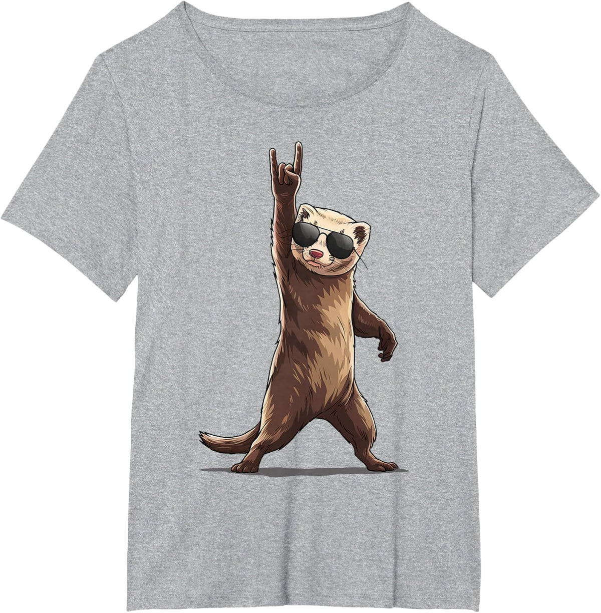 Ferret Rock On Funny Rock and Roll Gifts for Men Women Kid T-Shirt - Heather Grey
