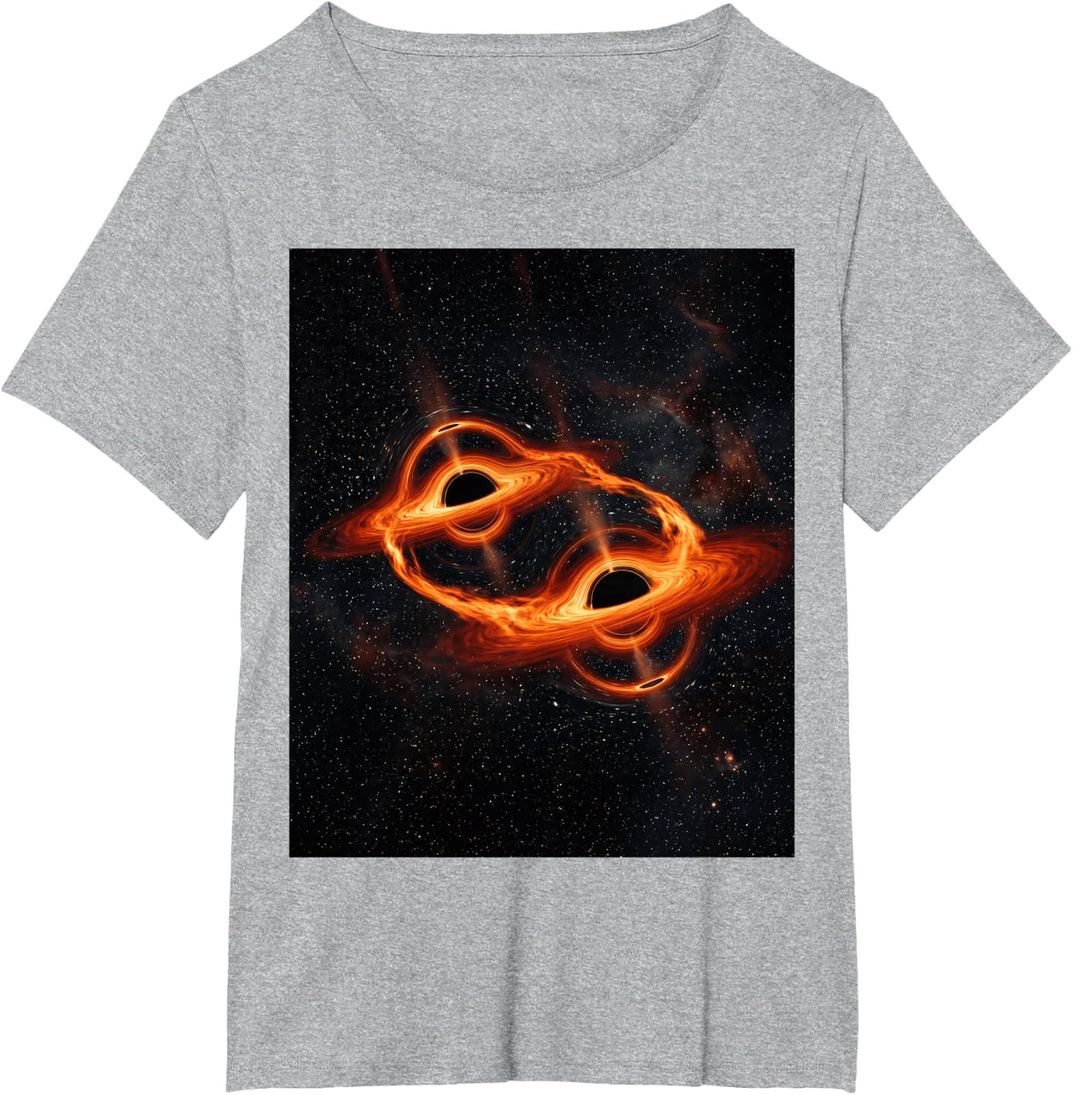 Two Black Holes Space Connection Accretion Disk Concept T-Shirt - Heather Grey