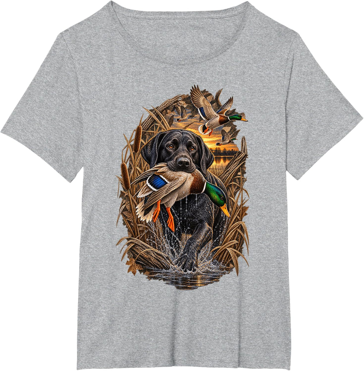 Labrador Retriever Mallard Ducks Wetland Hunting Duck Hunter T-Shirt - Heather Grey