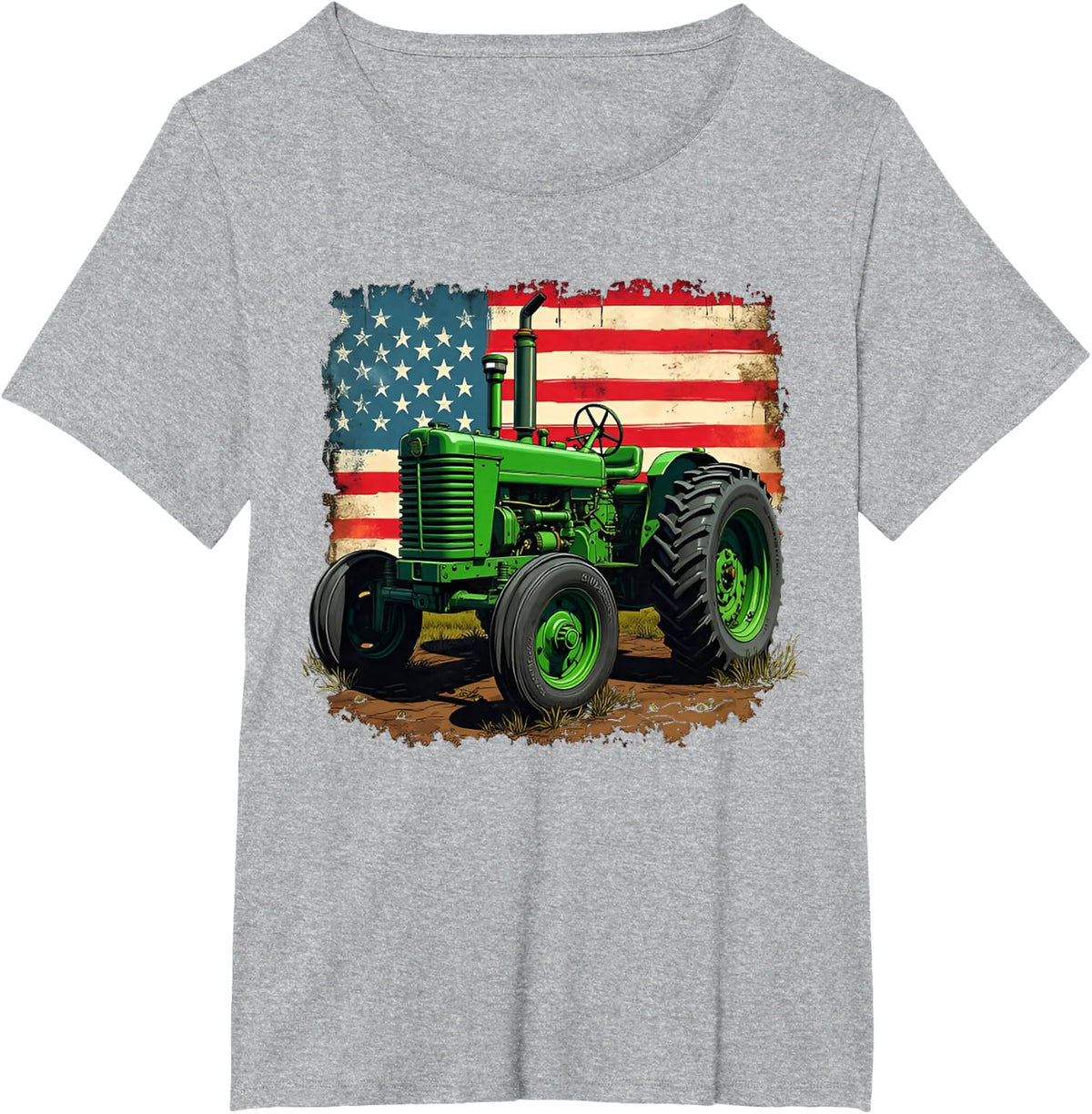Agriculture Farm Tractor USA Flag tractor American farm USA T-Shirt - Heather Grey