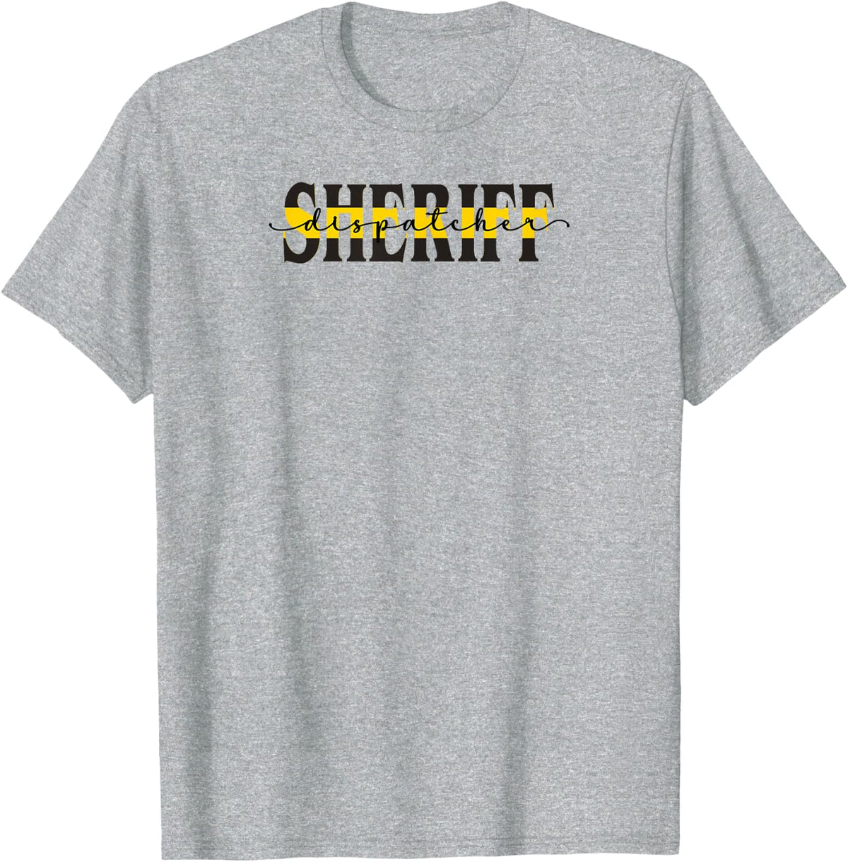 Sheriff Dispatcher Thin Gold Line 911 Gift Thin Yellow Line T-Shirt - Heather Grey