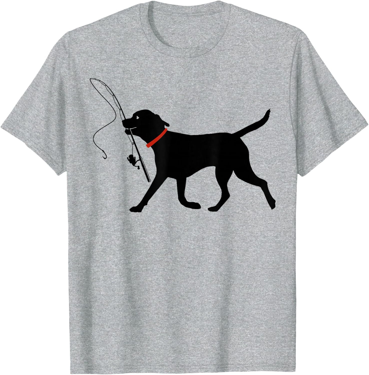 Labrador Retriever Running Fly Fishing Black Lab Dog T-Shirt - Heather Grey