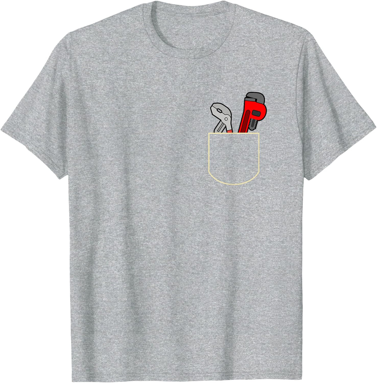 Funny Pipe Wrench In The Pocket Gift Plumber Pocket T-Shirt - Heather Grey